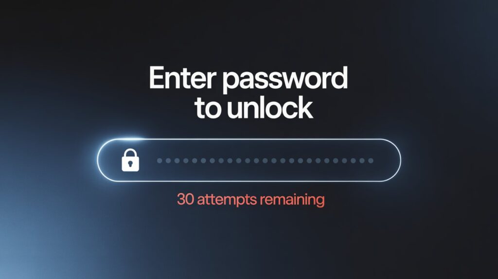 enter password to unlock 30 30 attempts remaining