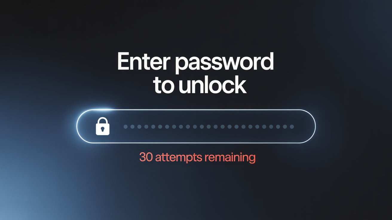 enter password to unlock 30 30 attempts remaining